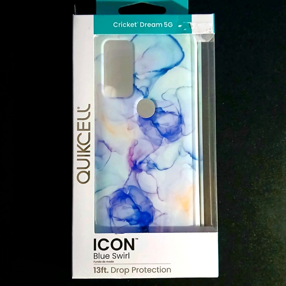 Cricket Dream 5G QUIKCELL ICON Blue Swirl Phone Case, NWT